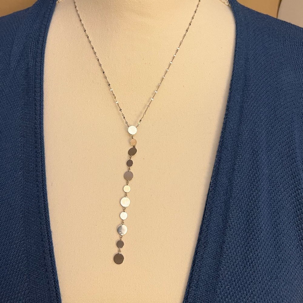 Lana Jewelry Lariat Nude Disc 14k White Gold Necklace